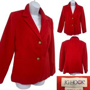 J&G Hook Wool Cashmere Blend Classic Red Blazer Jacket Sz. 8 Vintage